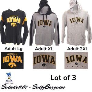 Iowa Hawkeye Sweatshirt Hoodie T Shirt LOT Men's Lg XL 2XL College University